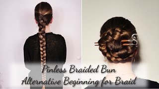 Haartraum Pinless Braided Bun Anleitung plus alternativer Flechtzopfanfang [upl. by Onairot612]