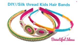 DIYHow to Make Silk thread Kids Hair BandsKids Old Hair Bands to Latest Silk thread Hair Bands [upl. by Wilone]