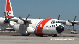 US Coast Guard Hercules C130H 1702 Engine Start Taxi and Takeoff [upl. by Ogir]