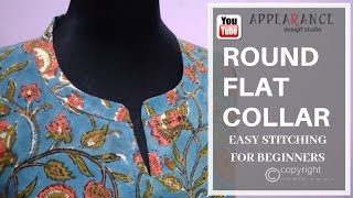 ROUND FLAT COLLAR EASY STITCHING FOR BEGINNERS easy method [upl. by Yrak]