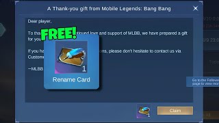 UNLOCK FREE RENAME CARD NOW  NEW MLBB EVENT TRICK REVEALED [upl. by Aliak414]