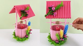 DIY  Water Well with Waste Paper  Craft home decoration ideas  decorative water well [upl. by Arluene]