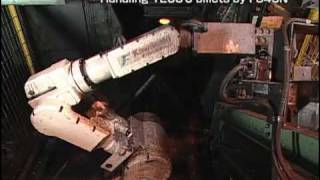 Handling Hot Billets  Kawasaki Robotics [upl. by Nigem]