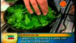 capelettis de espinaca y pollo con salsa de champiñones pt2 201104133gp [upl. by Llerej]