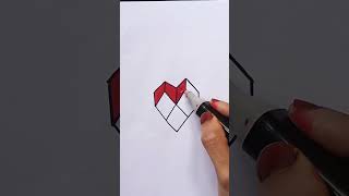 3D heart ❤️ shape drawing drawing basicshapes art heart [upl. by Evette]