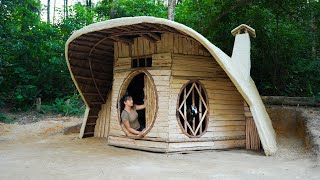 Build a Log Cabin and Live in the Wilderness  Build a Dome Kitchen Walls Doors  Part 2 [upl. by Lokkin]