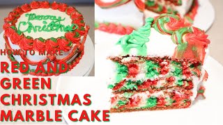 Red and Green Christmas Marble Cake [upl. by Wills]