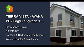 TIERRA VISTA  AYANA PH2 BrgyLangkaan 1 Dasma Cavite JASMINE DUPLEX [upl. by Atekin732]