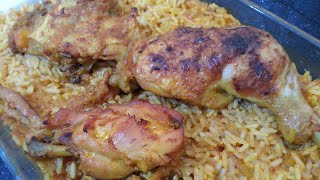 وصفات رمضانية 🌙 أرز بالدجاج في الفرن وجبة سهلة تحضر في أقل وقت ممكن riz au poulet au four [upl. by Shirah]