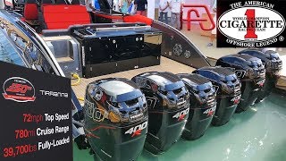 Cigarette Racing Teams 72 mph 59 TIRRANNA Performance Center Console at the 2019 MIBS [upl. by Ayr]