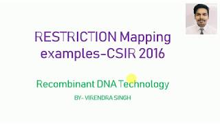 RDT Restriction Mapping problems CSIR 2016 [upl. by Ynohtnanhoj]