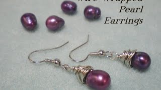 Wire Wrapped Pearl Earrings Tutorial [upl. by Maximo]