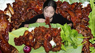 Spicy Pork Meat With Rice  Mukbang [upl. by Kieran867]