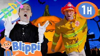 1 Hour Halloween Blippi Song Nonstop Pumpkins Firemen Costumes  More [upl. by Tloc]