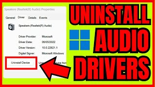 How To UNINSTALL Audio Drivers Windows 11 FULL GUIDE 2024 [upl. by Limber593]