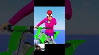 Troll Squid Game SPIDERMANon Motorcycle in Spiral Bridge Stunt Ride 5 Times Challenge shortsvideo [upl. by Brest]