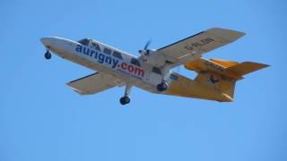 Classic Aurigny Trislander GRLON Guernsey takeoff [upl. by Adnalay]