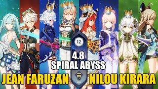 C2 Jean C6 Faruzan amp C1R1 Nilou C4 Kirara 48 Spiral Abyss [upl. by Gilletta103]