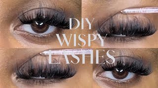 DIY WISPY LASHES AT HOME Beginner Friendly  KennediShianne [upl. by Nilram]