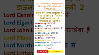 Gk trick  UPSC  SSC  Indian Governor Generals and Viceroys part 3  gkgyanganga shorts gk [upl. by Ahtibat]