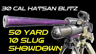 TESTING 10 Different AIRGUN SLUGS in the HATSAN BLITZ 30 cal PCP Big Bore Hunting Air Rifle  50 Yds [upl. by Ahsined]