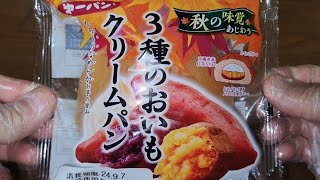 第一パン ３種のおいもクリームパン とろ～りなめらかお芋の甘み 🍁秋の味覚あじわう🍁 沖縄県産紅芋入りあん ホイップクリーム 紅あずまの甘露煮 ダイス入り安納芋クリーム内容量１個 [upl. by Avehstab886]