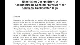 Eliminating Design Effort A Reconfigurable Sensing Framework for Chipless Backscatter Tags [upl. by Harriman211]