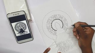 How to draw Mandala art of Lord Buddha part 1 Buddha Purnima step by step drawing  mandla art [upl. by Eenoj459]