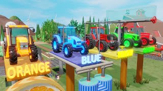 Tractors Painting that is or wooden Bridges to New Colors  Learn Colors with Vehicles and Tractors [upl. by Lauzon]