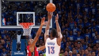 Hardens early buzzer beater in OKC [upl. by Aihsenor941]