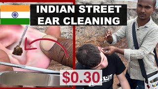 Ear cleaning in Indian street🇮🇳  Big chunk of earwax  Vijayawada [upl. by Amoakuh184]