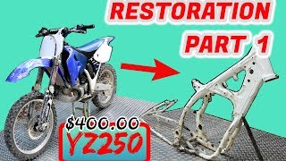 400 YZ250 Restoration Pt 1 THE TEAR DOWN [upl. by Ladnor]