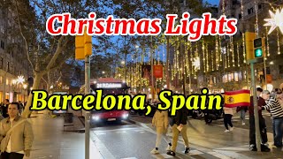 4K Night Walk Tour Barcelona Christmas Lights Passeig de Gracia [upl. by Eiznil358]