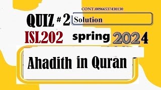 isl 202 quiz 2 solution spring 2024isl202 quiz 2 solution spring 2024ahadith knowledge [upl. by Etnor]