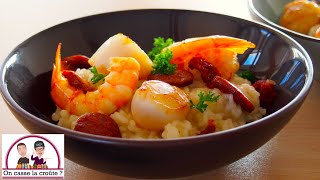 Risotto Saint Jacques crevettes chorizo [upl. by Ameline]