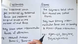 Difference between Elastomers and Fibres [upl. by Manchester]