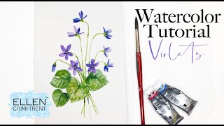 Watercolor Violets Tutorial  EASY for beginners [upl. by Okwu501]