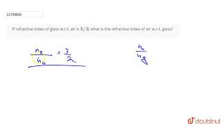 If rafractive index of glass wrt air is 32 what is the refractive index of air wrt glass [upl. by Yahiya]