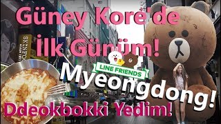 KORE VLOGU Güney Korede İlk Günüm Ddeokbokki Yedim Line FriendsArt BoxMyeongdong Katedrali [upl. by Enyahs]