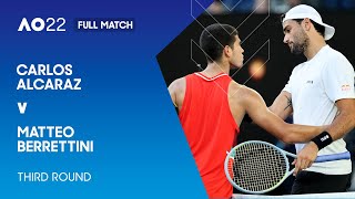 Carlos Alcaraz v Matteo Berrettini Full Match  Australian Open 2022 Third Round [upl. by Theola125]