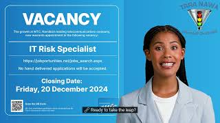 💻👨‍💻⚖️Vacancy MTC IT Risk Specialist Closing Date 20 Dec 2024 [upl. by Hallam]