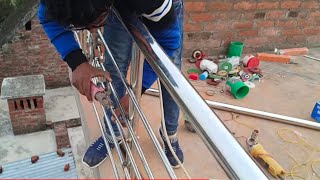 modern steel railing design for house front। Steel balcony railing design [upl. by Ahsied]