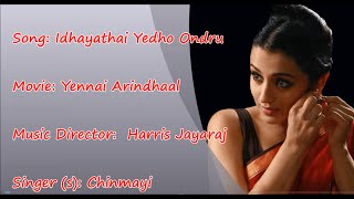 Idhayathai Yedho Ondru FEMALE  Yennai Arindhaal Karaoke tamil song with Lyric  HQ HD [upl. by Essined]