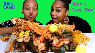 King Crab Seafood Boil Mukbang [upl. by Analiese]