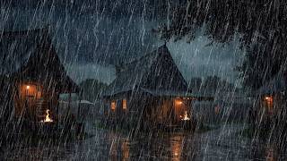 Cant Sleep Try These Relaxing Rain Sounds in a Cozy Tent with a Fireplace Stormy rain at night [upl. by Hterag]