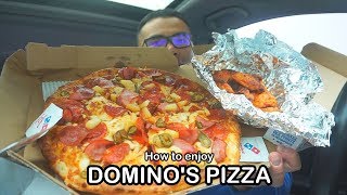 How to enjoy DOMINOS PIZZA MUKBANG [upl. by Nire]