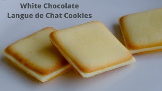 White Chocolate Langue de Chat Cookies Recipe [upl. by Revilo]