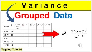 Tagalog Variance for grouped data howtocalculatevariance variance math7 groupeddata [upl. by Adnohs27]