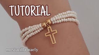 PULSERA DE TIRAS HILO Y CHAQUIRAS ✝️ TUTORIAL [upl. by Mapes668]