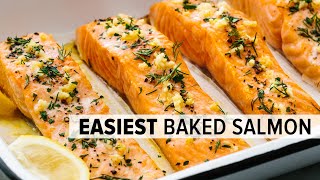 BAKED SALMON  easy nofail recipe with lemon garlic butter [upl. by Eigram]